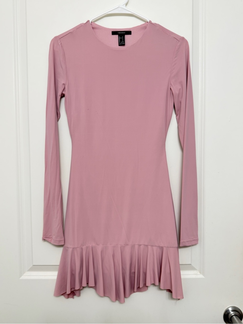 Forever 21 Girls' Dusty Pink Long Sleeve Ruffle-Hem Dress